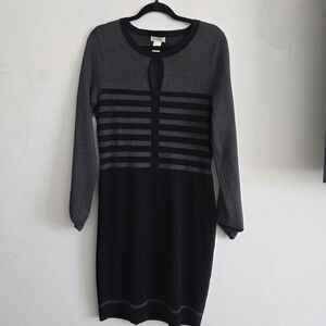Max Studio Sweater Dress Gray and Black Striped